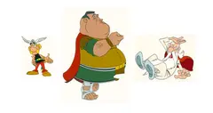 Astérix et le coup du menhir by Albert Uderzo, Gouache sur celluloïd pour trois illustrations destinées à ce dessin animé sorti en 1989. Travail de studio., sold Nov 2025
