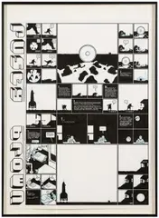 Planche Rusty Brown by Chris Ware, Encre de Chine et crayon bleu sur papier pour une planche de cet album publié en 2020 aux éditions Delcourt., sold Nov 2025
