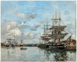 Trouville, Le port by Eugène Boudin, 1887, Huile sur panneau, sold Jun 2025