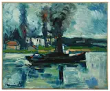 Usine et bateau à vapeur by Maurice de Vlaminck, circa 1907-1909, Huile sur toile, sold Jun 2025