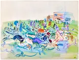 La course à Epsom by Raoul Dufy, 1938, Gouache sur papier, sold Jun 2025