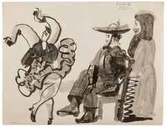 Danseuse et Picador by Pablo Picasso, 1960, Lavis d'encre sur papier, sold Jun 2025