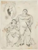 Les acrobates by Fernando Botero, 2007, Crayon sur papier Amate, sold Jun 2025