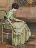 Elégante au piano by Jean-Gabriel Domergue, 1910, Aquarelle, gouache et fusain sur papier, sold Jun 2025