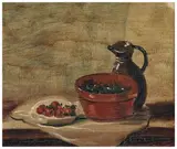 Nature morte, corbeille et pichet by André Derain, circa 1948-1950, Huile sur toile marouflée sur panneau, sold Jun 2025