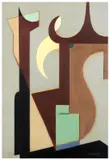 Composition by Henri Nouveau, 1950, Huile sur papier, sold Jun 2025