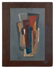 Composition by Knut Lundström, 1925, Huile sur panneau, sold Jun 2025