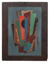 Composition by Knut Lundström, 1935, Huile sur panneau, sold Jun 2025