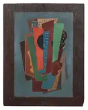 Composition by Knut Lundström, 1935, Huile sur panneau, sold Jun 2025