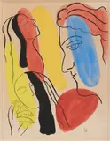 Vies, étude pour une illustration des Illuminations by Fernand Léger, 1948, Gouache et encre sur papier, sold Jun 2025
