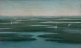 Les flamands blancs by William Degouve de Nuncques, 1905, Pastel sur papier, sold Jun 2025