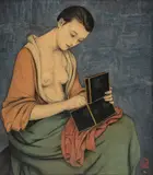 Le coffret noir by Walter Sauer, Huile et crayon de couleur sur feuille d'argent, sold Jun 2025