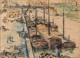 Péniches sur la Seine à Paris by Rik Wouters, 1912, Pastel sur papier, sold Jun 2025