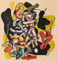 Les Plongeurs by Fernand Léger, 1942, Gouache, aquarelle et encre de Chine sur papier, sold Jun 2025