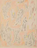 Aux Halles, la boucherie by André Masson, 1967, Crayon de couleur sur papier, sold Jun 2025