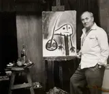 Joan Miro avec ses oeuvres, c. 1955 by dit Michel Sima Michal Smajewski, Signées et annotées au crayon par son fils Pierre Sima, sold Jun 2025