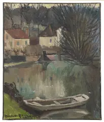 Paysage à la barque by Alexandre Altmann, Huile sur toile, sold Dec 2025