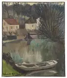 Paysage à la barque by Alexandre Altmann, Huile sur toile, sold Dec 2025