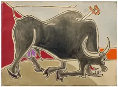 Taureau blessé by Óscar Domínguez, 1951, Huile sur toile, sold Dec 2025
