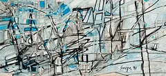 Untitled by F. N. Souza, Chemical alteration and marker on magazine paper, sold Jun 2019