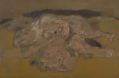 Reclining Figure with Bull's Head by Tyeb Mehta, Oil on board, offered Jun 2019