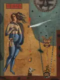 Mystery and Revelation in the Observable Universe by Baiju Parthan, 1999, Acrylic and inkjet on canvas, offered Jun 2019