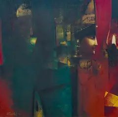 The Marriage Bell by Paresh Maity, Oil on canvas, sold Jun 2019