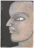 Untitled by Jogen Chowdhury, 2016, Pen, ink and pastel on paper pasted on mount board, sold Mar 2019