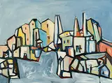 Untitled (Townscape) by Sadanand Bakre, Oil on masonite, sold Mar 2019