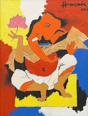 Untitled by M. F. Husain, Acrylic on canvas, sold Mar 2019