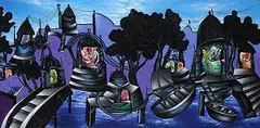 Banaras in Blue by Manu Parekh, Oil on canvas, offered Mar 2019