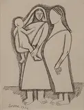 Untitled by F. N. Souza, 1952, Ink on paper, sold Dec 2018