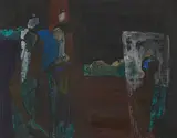 Gossip by Hari Ambadas Gade, Oil on board, sold Dec 2018