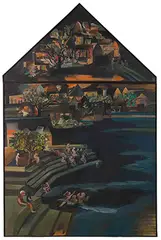 Untitled (The Bathing Ghat) by Bhupen Khakhar, Oil on canvas, sold Dec 2018