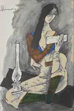 Untitled by M. F. Husain, Acrylic on canvas, sold Dec 2018