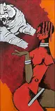 Untitled by M. F. Husain, Acrylic on canvas, sold Dec 2018