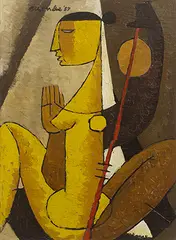 The Musician - I by Biren De, Oil on canvas, sold Dec 2018