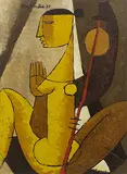 The Musician - I by Biren De, Oil on canvas, sold Dec 2018