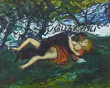 Lovers in the Park by F. N. Souza, 1961, Oil on board, sold Dec 2018