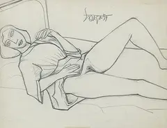 Untitled by F. N. Souza, Pencil on paper pasted on mount board, sold Dec 2018