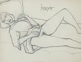 Untitled by F. N. Souza, Pencil on paper pasted on mount board, sold Dec 2018