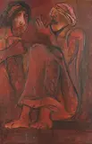 Card Players by Krishen Khanna, Oil on canvas, offered Dec 2018
