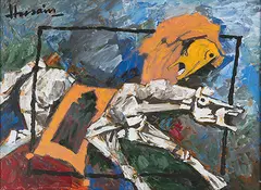 Untitled (Horse) by M. F. Husain, Acrylic on canvas, sold Dec 2018