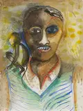 Man with a Monkey by Bhupen Khakhar, Watercolour and pencil on paper, sold Dec 2018
