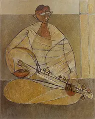 Sarode Player by Paritosh Sen, 1952, Oil on canvas, sold Dec 2018