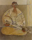 Sarode Player by Paritosh Sen, 1952, Oil on canvas, sold Dec 2018