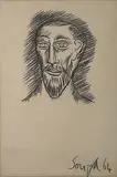 Untitled (Head) by F. N. Souza, Marker on linen, sold Dec 2018