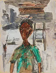 Untitled by Ram Kumar, Acrylic on paper pasted on mount board, sold Dec 2018