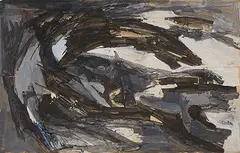 Untitled by Ram Kumar, Natural pigments and ink on paper pasted on mount board, sold Dec 2018
