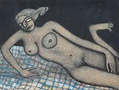 Untitled by Jogen Chowdhury, 2004, Mixed media on paper pasted on mount board, sold Dec 2018